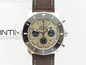 SuperOcean 44mm Black Ceramic Bezel Silver Dial on Gummy strap A7750