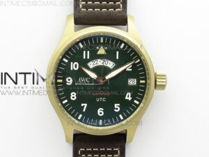 Pilot UTC Bronzo IW327101 ZF 1:1 Best Edition Dark Green Dial on Brown Leather Strap A35111