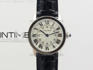Ronde Solo de Cartier 29.5mm K11 1:1 Best Edition White Dial on Black Croco Leather Strap Ronda Quartz