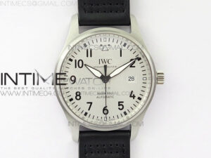Mark XVIII IW327012 SS M+F 1:1 Best Edition White Dial on Black Leather Strap A2892 (Free Nylon Strap)