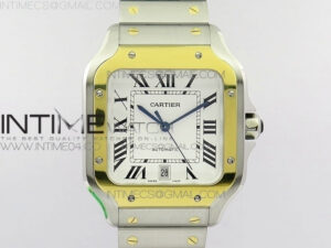 Santos de Cartier 40mm 2018 SS/YG BVF 1:1 Best Edition RG Bezel White Dial on SS/YG SmartLinks Bracelet MIYOTA 9015
