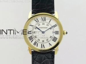 Ronde Solo de Cartier 36mm K11 YG 1:1 Best Edition White Dial on Black croco leather strap Ronda Quartz