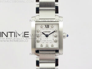 Tank Francaise Ladies 25mm SS 8848F 1:1 Best Edition White Dial Diamond Markers on SS Bracelet Ronda Quartz