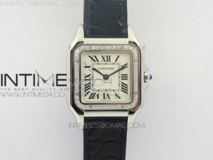 Panthère Secrete Ladies 27mm SS 8848F 1:1 Best Edition White Dial Diamonds Bezel on Black Croco Strap Ronda Quartz