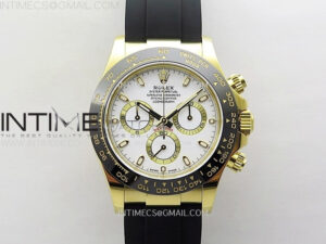 DAYTONA 116518 YG APSF 1:1 BEST EDITION WHITE DIAL WHITE SUBDIAL ON OYSTERFLEX RUBBER STRAP SH4130