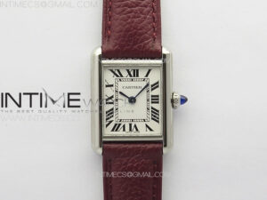 Tank Louis Ladies 22mm SS 8848F 1:1 Best Edition White Dial on Dark Red Leather Strap Ronda Quartz