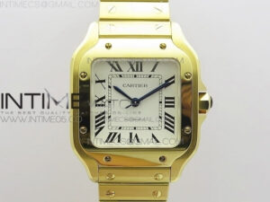 Santos de Cartier 35mm 2018 YG RXW 1:1 Best Edition White Dial on SmartLinks Bracelet MIYOTA 9015