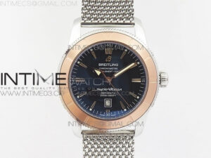 Super Ocean Heritage 46mm SS RG Bezel Black Dial on SS Mesh Bracelet A2824