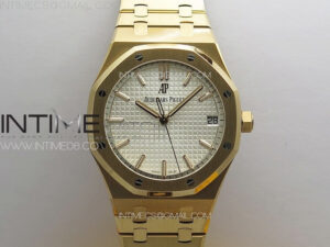 Royal Oak 41mm 15500 RG ZF 1:1 Best Edition Silver White Textured Dial on SS Bracelet A4302 Super Clone