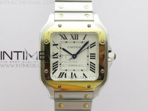 Santos de Cartier 35mm 2018 SS/YG RXW 1:1 Best Edition White Dial on SS/YG SmartLinks Bracelet MIYOTA 9015