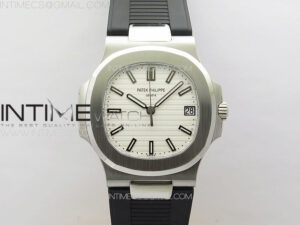 Nautilus Jumbo 5711 Super Replication PPF 1:1 Best Edition White Textured Dial on Black Rubber Strap PPF324