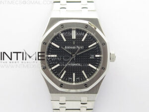 Royal Oak 41mm 15400 SS ZF 1:1 Best Edition Black Textured Dial on SS Bracelet SA3120 Super Clone