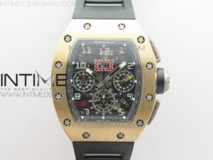 RM11-03 RG KVF 1:1 Best Edition Crystal Skeleton Dial on Black Rubber Strap A7750