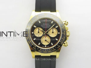 Daytona 116518 YG Noob 1:1 Best Edition Black Dial Gold Subdial on Oysterflex Rubber Strap SA4130
