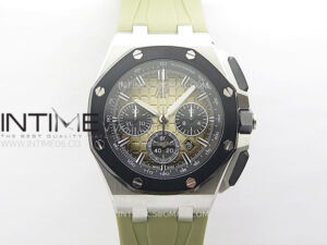 Royal Oak Offshore 26240 SS Black Ceramic Bezel APF 1:1 Best Edition Brown Dial on Brown Rubber Strap A4401