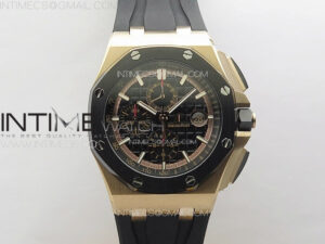 Royal Oak Offshore 44mm RG Ceramic Bezel APF 1:1 Best Edition Black Dial on Rubber Strap A3126