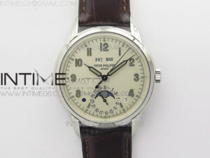 Perpetual Calendar 5320G-001 SS GSF 1:1 Best Edition Cream Dial on Brown Leather Strap A324