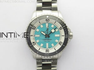 SuperOcean Automatic 44 Black Ceramic Bezel TF 1:1 Best Edition Ice Blue Dial on SS Bracelet A2824