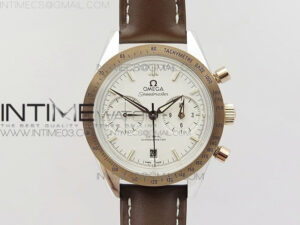 Speedmaster '57 Co-Axial RG/SS OMF 1:1 Best Edition White Dial White Markers on Black Leather Strap A9300