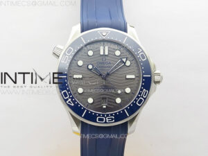 Seamaster Diver 300M ZF 1:1 Best Edition Blue Ceramic Gray Dial on Blue Rubber Strap A8800