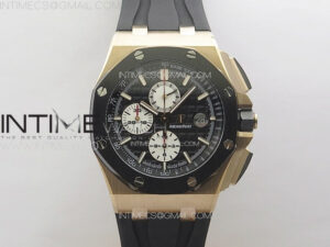 Royal Oak Offshore 44mm RG Ceramic Bezel APF 1:1 Best Edition Black/White Dial on Rubber Strap A3126