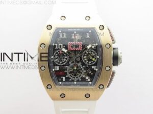 RM11-03 RG KVF 1:1 Best Edition Crystal Skeleton Dial on White Rubber Strap A7750