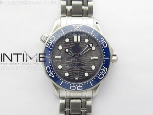 Seamaster Diver 300M ZF 1:1 Best Edition Blue Ceramic Gray Dial on SS Bracelet A8800