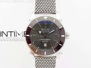 Super Ocean Heritage Gray Ceramic Bezel SS Gray Dial on SS Bracelet A2824