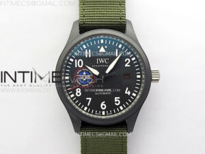 Mark XVIII Top Gun "SFTI" Black Ceramic IW324712 ZF 1:1 Best Edition on Green Nylon Strap A32111