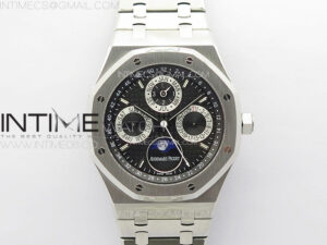 Royal Oak 41mm Complicated 26574 SS APSF1:1 Best Edition Black/Silver Dial on SS Bracelet A5134