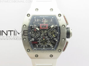 RM11-03 SS KVF 1:1 Best Edition Crystal Skeleton Dial on White Rubber Strap A7750