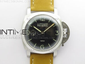 PAM127 XF 1:1 Best Edition Black Dial on Brown Leather Strap A6497 with Y-Incabloc