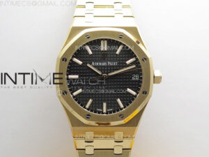 Royal Oak 41mm 15500 RG ZF 1:1 Best Edition Black Textured Dial on SS Bracelet A4302 Super Clone