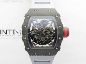 RM035-02 Forged Carbon Case KUF Best Edition Red Crown on Gray Rubber Strap MIYOTA8215