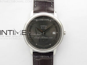 DE VILLE PRESTIGE REAL PR SS ZF 1:1 BEST EDITION GRAY DIAL SILVER MARKERS LEATHER STRAP MIYOTA 9015