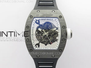 RM055 REAL NTPT WHITE INNER ZF 1:1 BEST EDITION SKELETON DIAL ON BLACK RUBBER STRAP SEIKO MOVEMENT