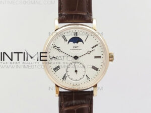 IW Moonphase RG KV Best Edition white dial on brown leather strap