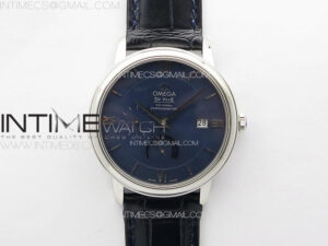 DE VILLE PRESTIGE REAL PR SS ZF 1:1 BEST EDITION BLUE DIAL SILVER MARKERS LEATHER STRAP MIYOTA 9015