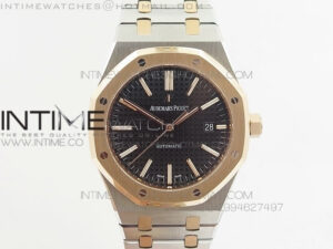 Royal Oak 41mm 15400 RG Bezel JF 1:1 Best Edition Black Dial on SS/RG Bracelet MIYOTA 9015