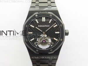 Royal Oak 41mm Tourbillon DLC R8 Best Edition Black Dial on SS Bracelet