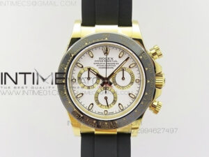 Daytona YG 116518LN JH Best White Dial On Rubber Strap A4130 (Free XS rubber strap)
