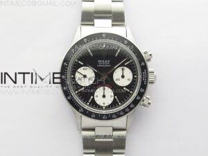 Daytona 6263 SS JKF Best Edition Black Dial White Subdials Black Tachymeter Bezel on SS Bracelet Venus 75