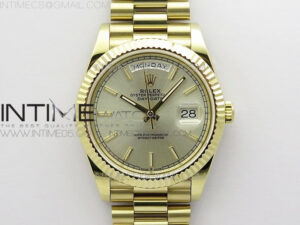 Day-Date 40mm 228239 BP New Dial Version 904 YG Silver Sticks Markers Dial on YG President Bracelet A2836