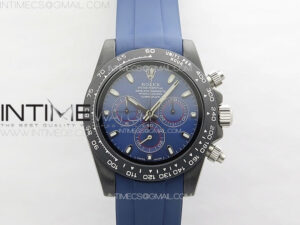 Daytona Black Ceramic 5GF Best Edition Blue Dial SS Pusher on Blue Rubber Strap A7750