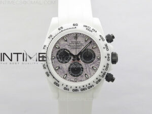Daytona White Ceramic 5GF Best Edition Meteorite Dial on White Rubber Strap A7750