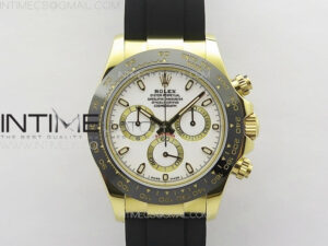 Daytona 116518LN YG APSF Best Edition White Dial Stick Markers On Rubber Strap Slim A7750