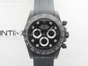 Daytona Black Ceramic 5GF Best Edition Black Diamonds Dial Black Pusher on Black Rubber Strap A7750