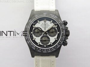 Daytona DIW Carbon Noob 1:1 Best Edition White/Black Dial on White Nylon Strap SA4130 V2