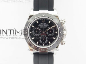 Daytona 116519LN JH Black dial Sticks markers On Rubber Strap A4130 (Free XS rubber strap)