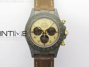 Daytona DIW Carbon DIWF Best Edition Gold Dial Arabic Markers on Brown Nylon Strap A7750